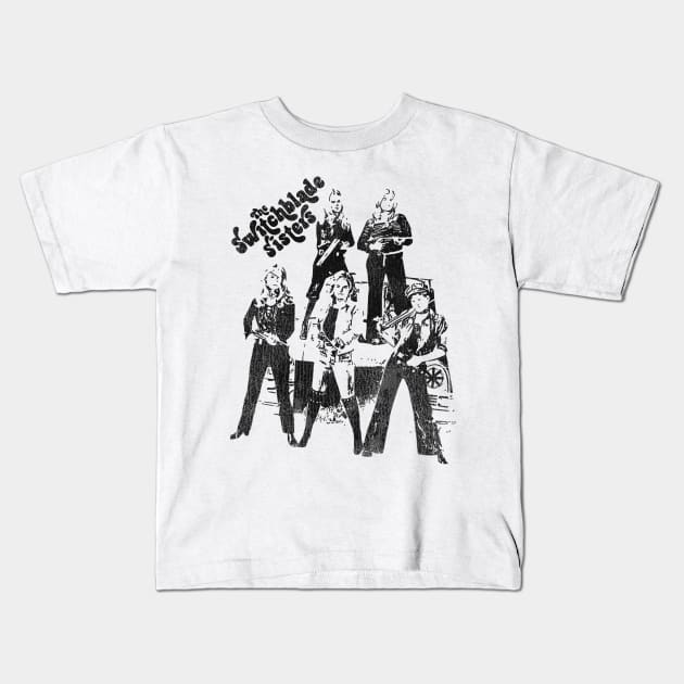 Switchblade Sisters Kids T-Shirt by darklordpug